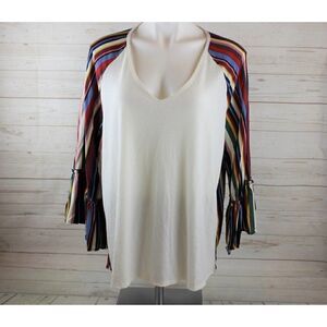 Nwt 143 Story by Line Up Large Stripe Bell Sleeve Tunic Top Shirt Blouse
